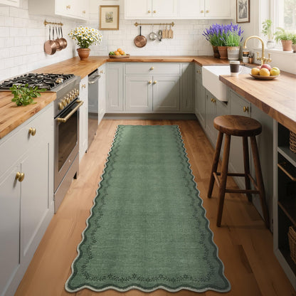 GarveeHome 5x7 Scalloped Area Rug Jute Washable Bedroom Living Room Rug