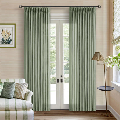 TWODRAPES Natural Pinch Pleated Linen Semi Sheer 84 Inch Curtains 2 Panels