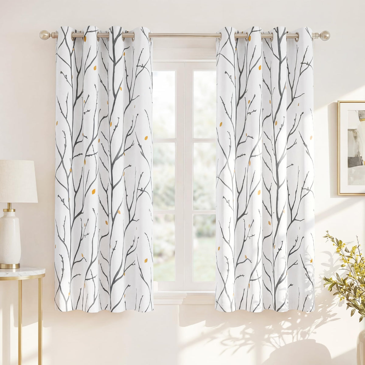 NICETOWN Grey Blackout Striped Pattern Curtains for Living Room, 52 x 84