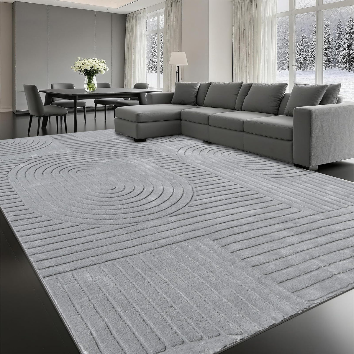 Beige Solid Area Rug 8x10, Washable Rugs for Living Room Bedroom