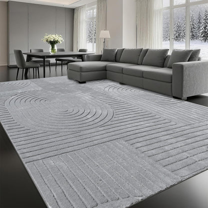 Beige Solid Area Rug 8x10, Washable Rugs for Living Room Bedroom