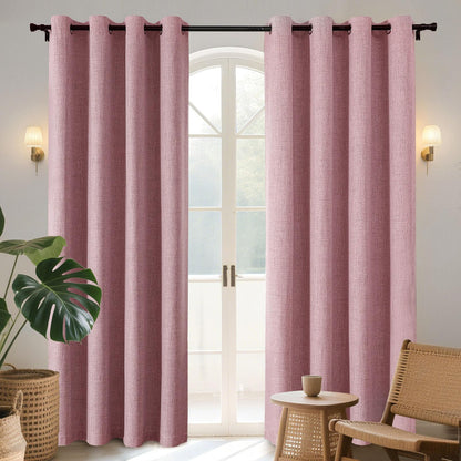 Joydeco Blackout Curtains 84 Inch Long, Linen Black Out Curtains for Bedroom 2 Panels with Grommet, Thermal Insulated, Noise Reducing Room Darkening Drapes Privacy Protection for Living Room Window