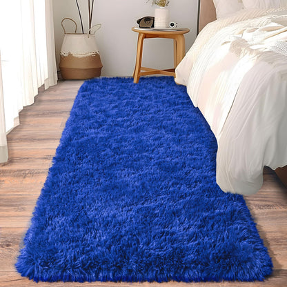 Ultra Soft Runner Rugs for Bedroom Hallways with Upgraded Non-Slip Rubber Backing & Thick Memory Sponge, 2x6 Feet Fluffy Shag Throw Area Rug for Bedside Dorm Dark Grey