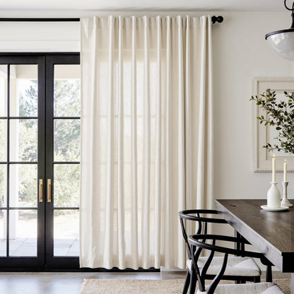 jinchan Linen Curtains Light Filtering Back Tab 50x96 Inch 2 Panels Beige