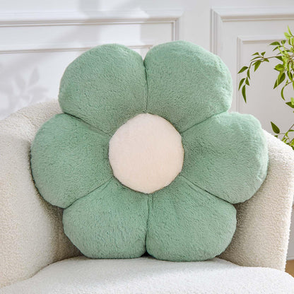 Kcvvcr Pink Flower Pillow, Cute Decorative Flower Shaped Throw Pillow with Faux Rabbit Fur, 14.9" Soft Flower Plush Throw Pillow Floor Pillows Room Décor for Bedroom Living Room