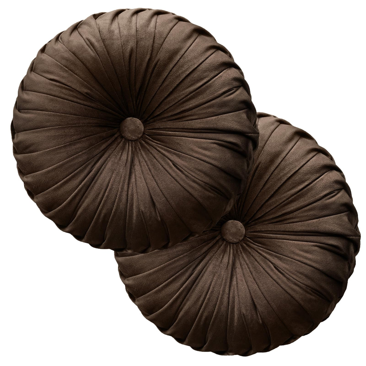 Teieas Round Throw Pillow Velvet Pleated Round Pillow Cushion Light Blue