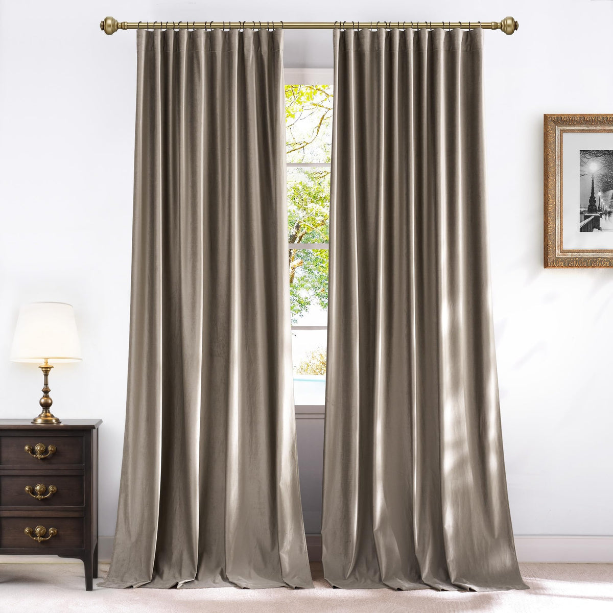 NICETOWN Olive Green Velvet Blackout Curtains 84" Long, 52" Wide, 2 Panels
