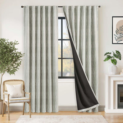 jinchan Boho Blackout Curtains 63 Inch Length Moon Phase Printed Drapes