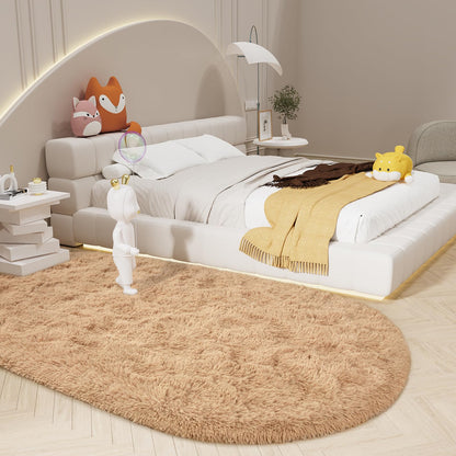 LOCHAS Bedroom Rug 2.6' x 5.3', Grey Fluffy Shaggy Area Rug for Kids Room