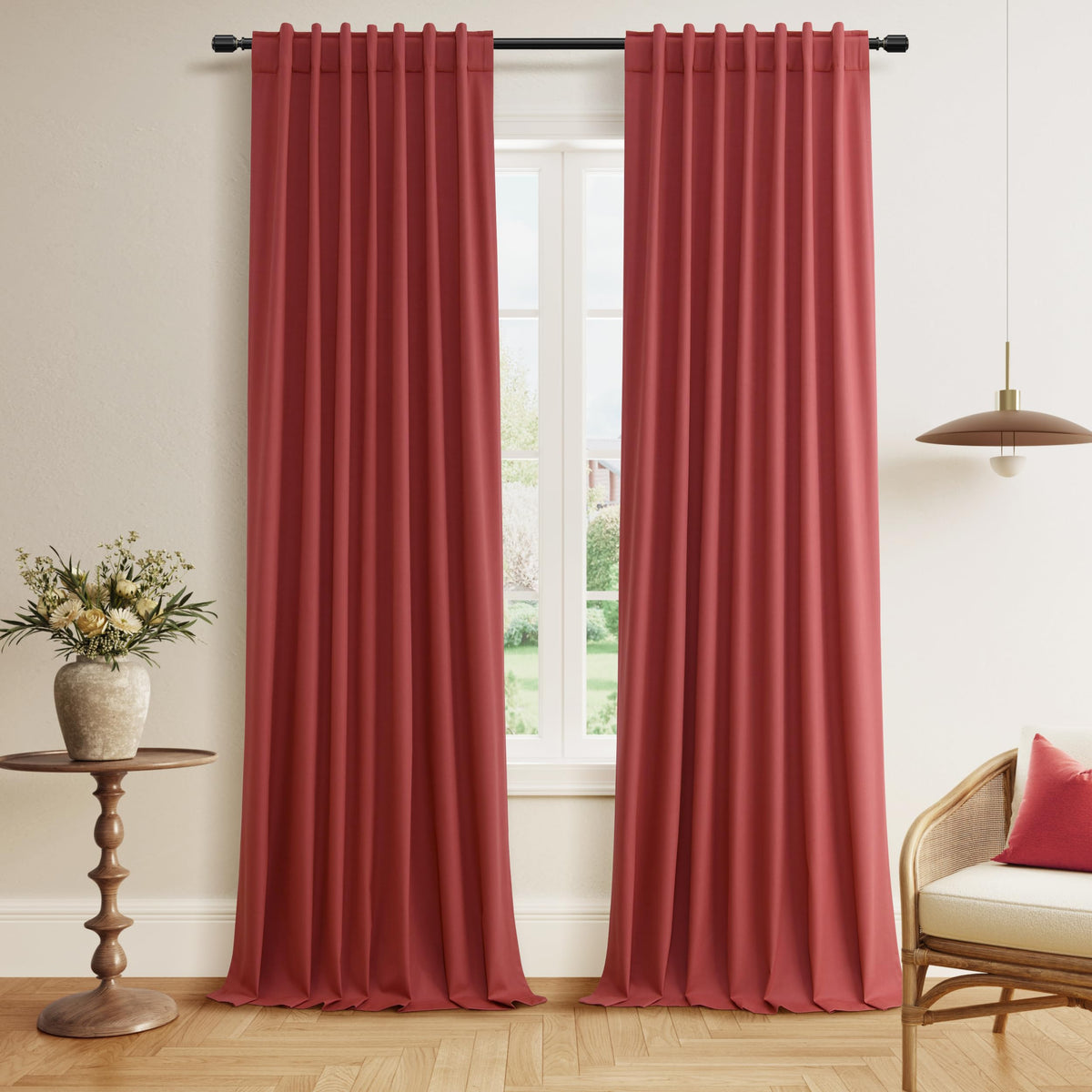 Guken Cream Linen Blackout Curtains 84 Inch Length 2 Panels Set for Living Room Bedroom Back Tab Thermal Insulated 100% Black Out Drapes Room Darkening Window Curtain Ivory Natural Beige