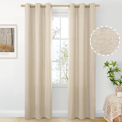 BGment Oatmeal Linen Curtains 84 Inch Length 2 Panels Set for Living Room