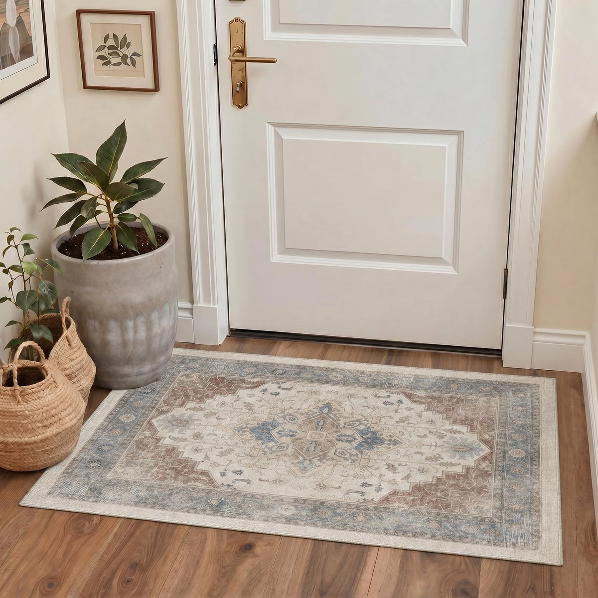 GENIMO 8x10 Washable Area Rugs for Living Room, Non Slip, Taupe Brown