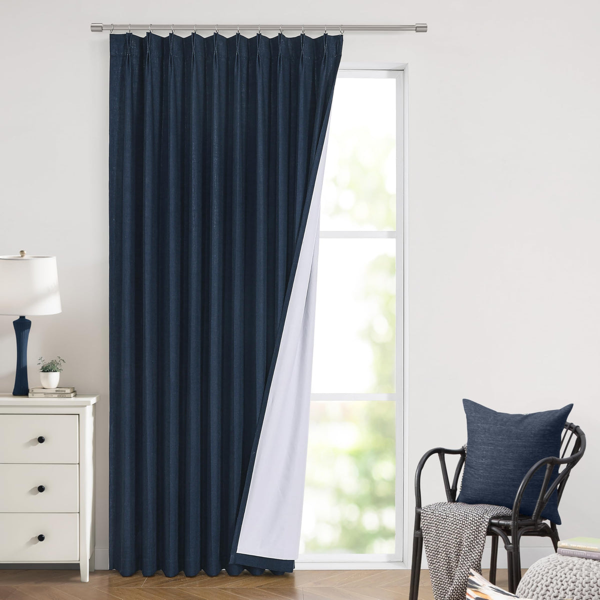 Vision Home Sand Pinch Pleated Full Blackout Curtains Linen Blended Room Darkening Window Curtains 95 inch for Living Room Bedroom Thermal Insulated Pinch Pleat Drapes with Hooks 2 Panel 40" Wx95 L