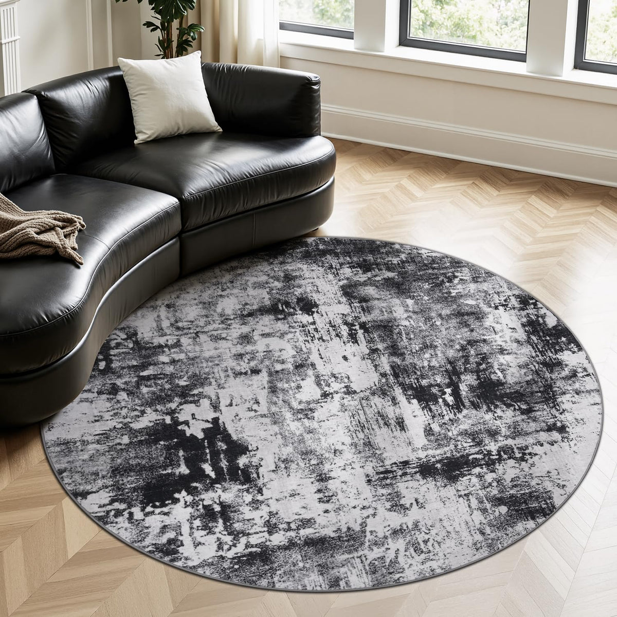 Rugflix 8x10 Area Rug for Living Room, Washable Navy Blue Dark Black Carpet