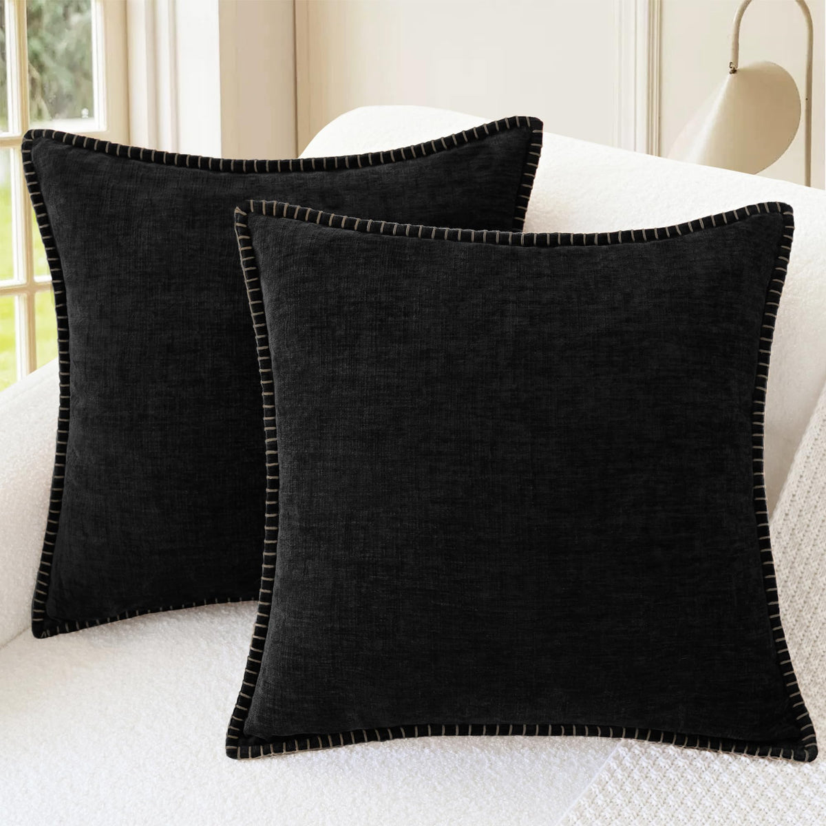 CaliTime Decorative Couch Throw Pillow Covers 18 X 18 Inches Smoke Blue