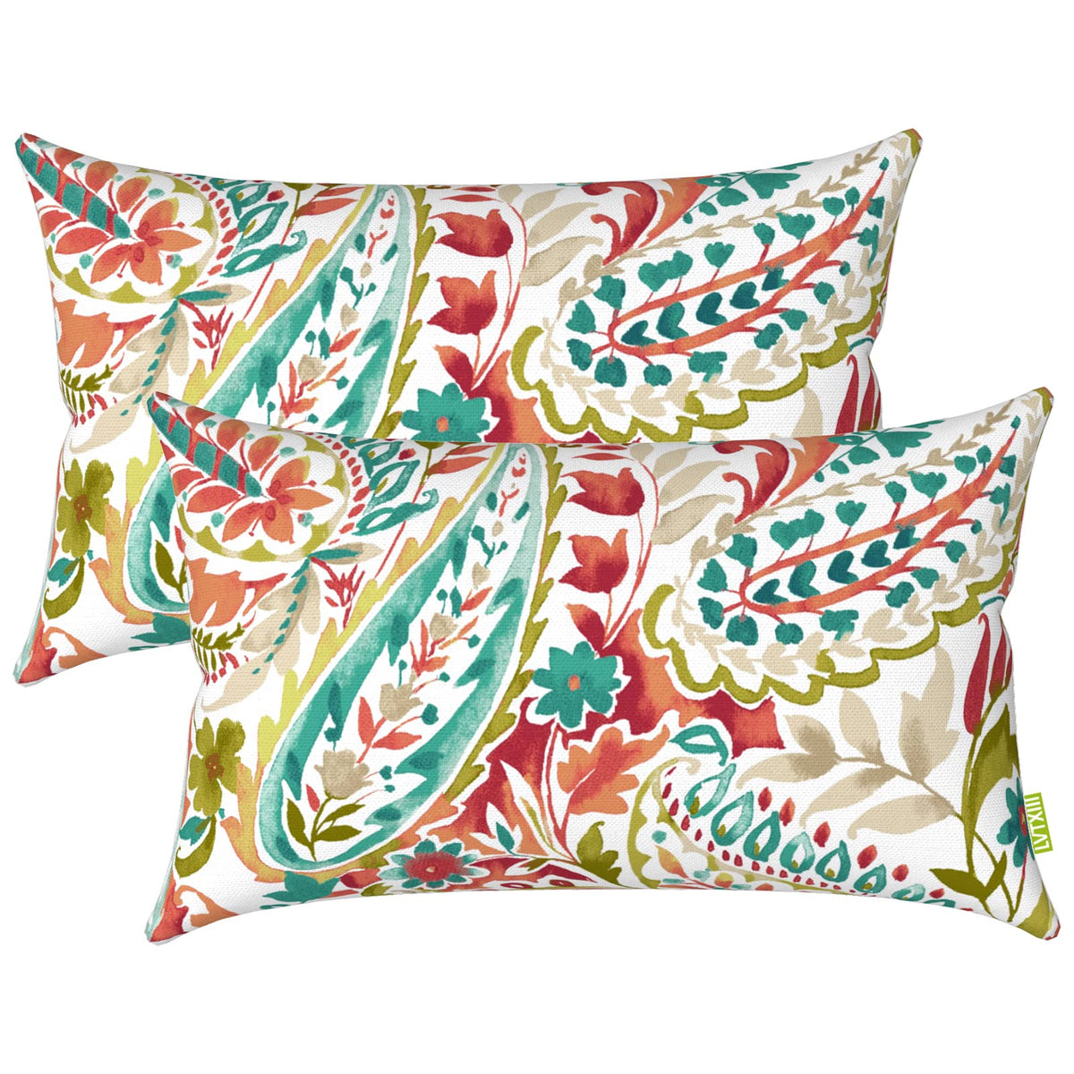 LVTXIII Set of 2 Patio Lumbar Pillows, 12" x 20" Fade Resistant Outdoor Lumbar Pillow with Inners, Fluffy Decorative Garden Lumbar Cushions for Home Patio Coach Sofa Use, Jacobean Black