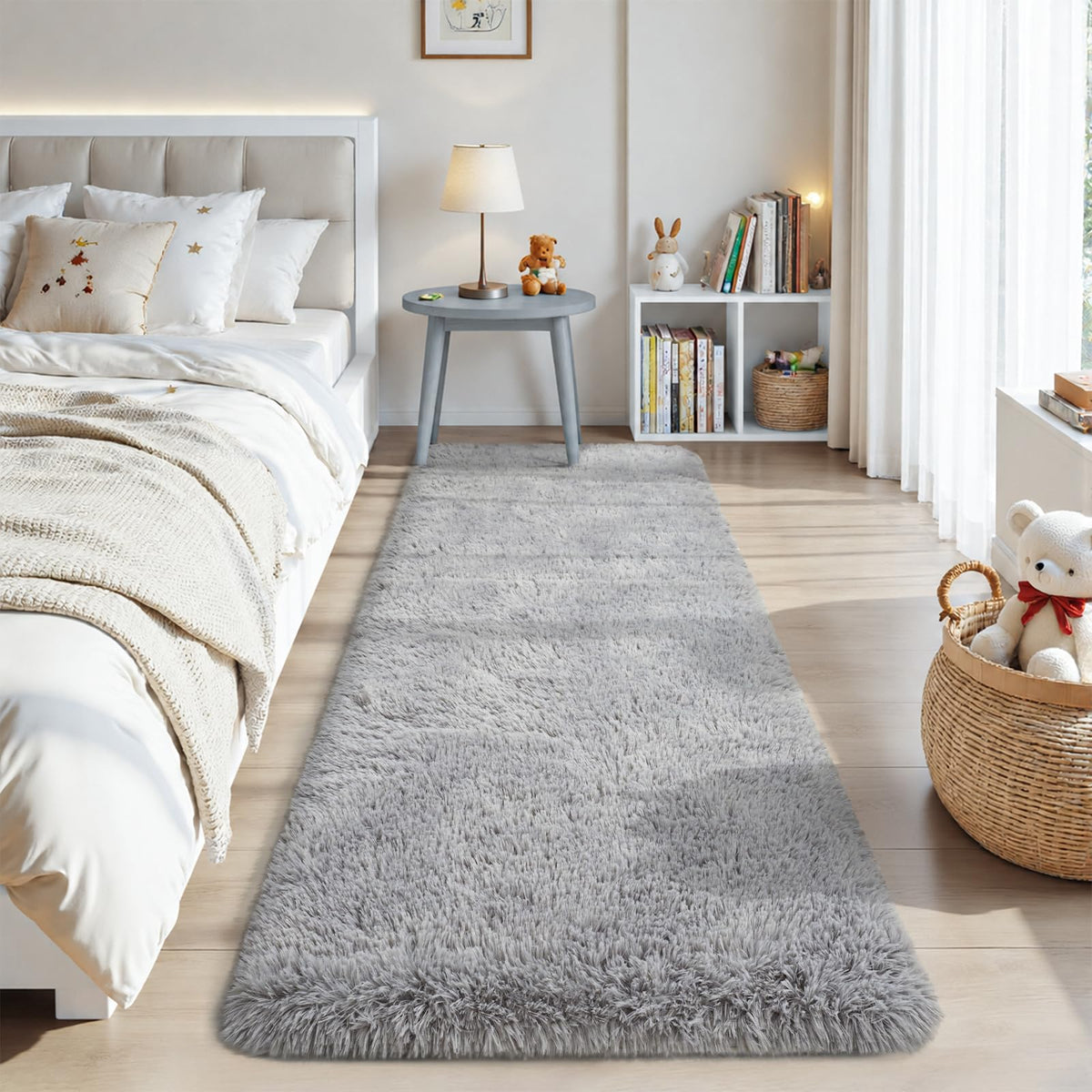 Zentavio 5x8 Area Rugs for Bedroom Fluffy Rugs for Living Room Carpet Large Fuzzy Soft Shag Aesthetic Plush High Pile Gray Throw Rug for Nursery Kids Room Dorm Waved Grey
