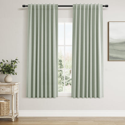 Guken Cream Linen Blackout Curtains 84 Inch Length 2 Panels Set for Living Room Bedroom Back Tab Thermal Insulated 100% Black Out Drapes Room Darkening Window Curtain Ivory Natural Beige