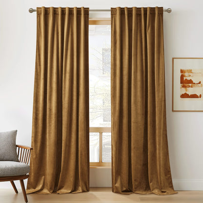 RYB HOME Blue Velvet Blackout Curtains for 84 inches Bedroom Living Room