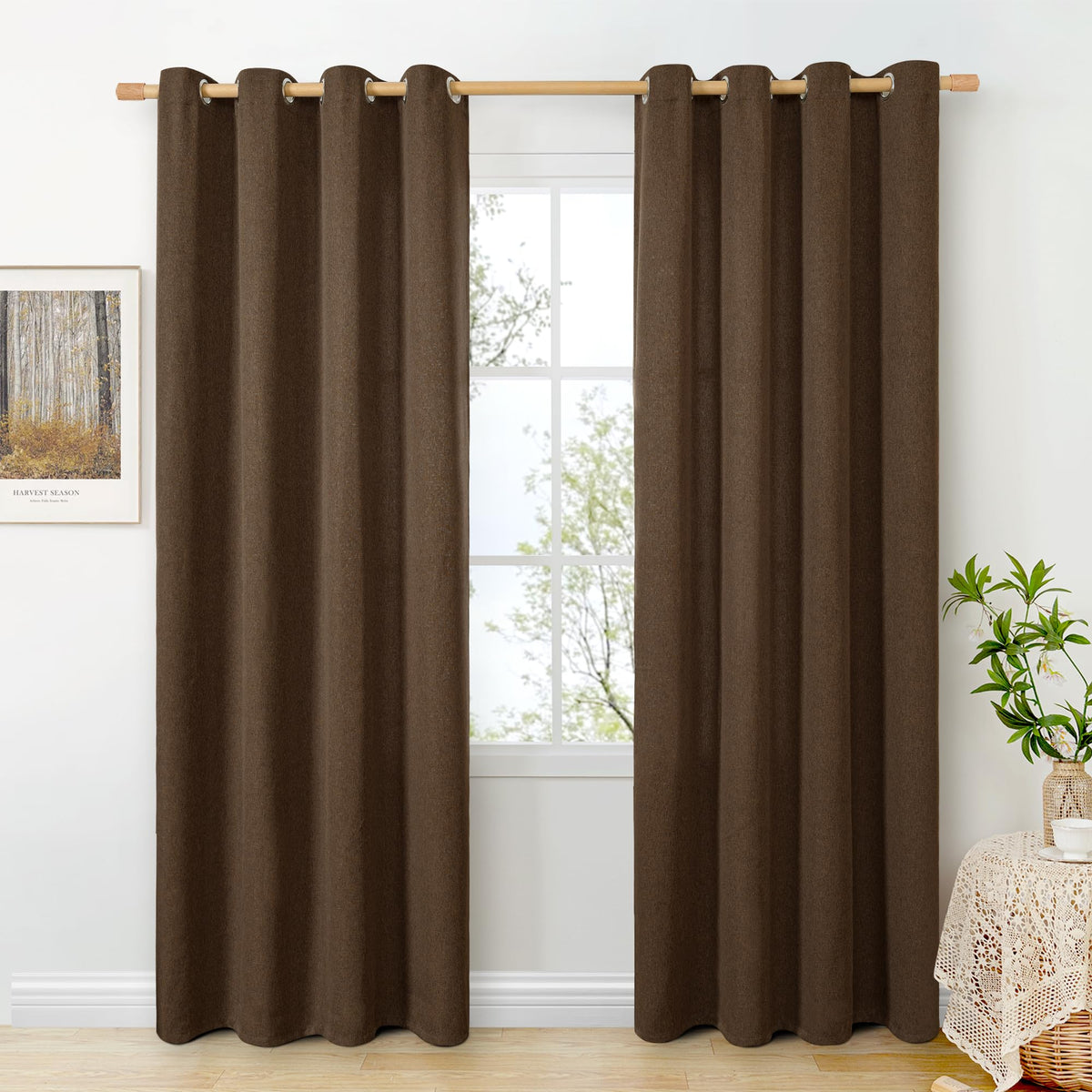 BGment Oatmeal Linen Curtains 84 Inch Length 2 Panels Set for Living Room