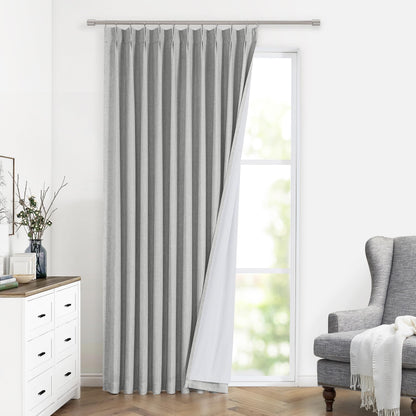 Vision Home Sand Pinch Pleated Full Blackout Curtains Linen Blended Room Darkening Window Curtains 95 inch for Living Room Bedroom Thermal Insulated Pinch Pleat Drapes with Hooks 2 Panel 40" Wx95 L