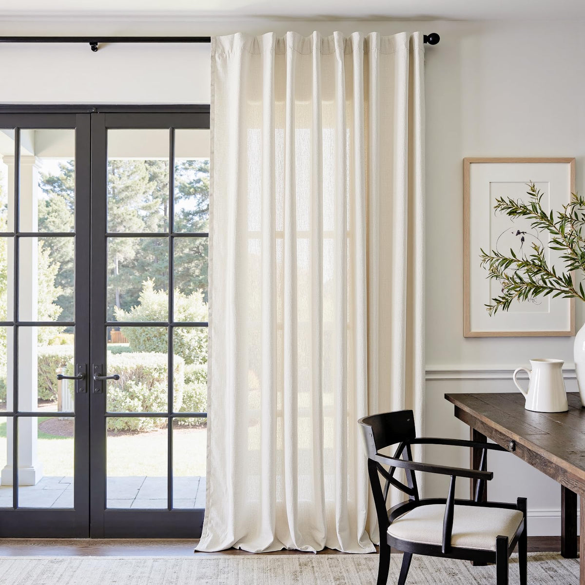 jinchan Linen Curtains Light Filtering Back Tab 50x96 Inch 2 Panels Beige