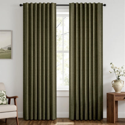 MIULEE 100% Blackout Linen Curtains for Bedroom 42 x 84 Inch Ivory 2 Panels