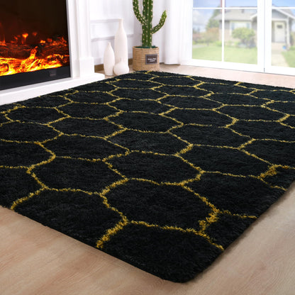 Noahas 2x6 Black Fluffy Soft Runner Rug Non-Slip for Bedroom Dorm Hallway