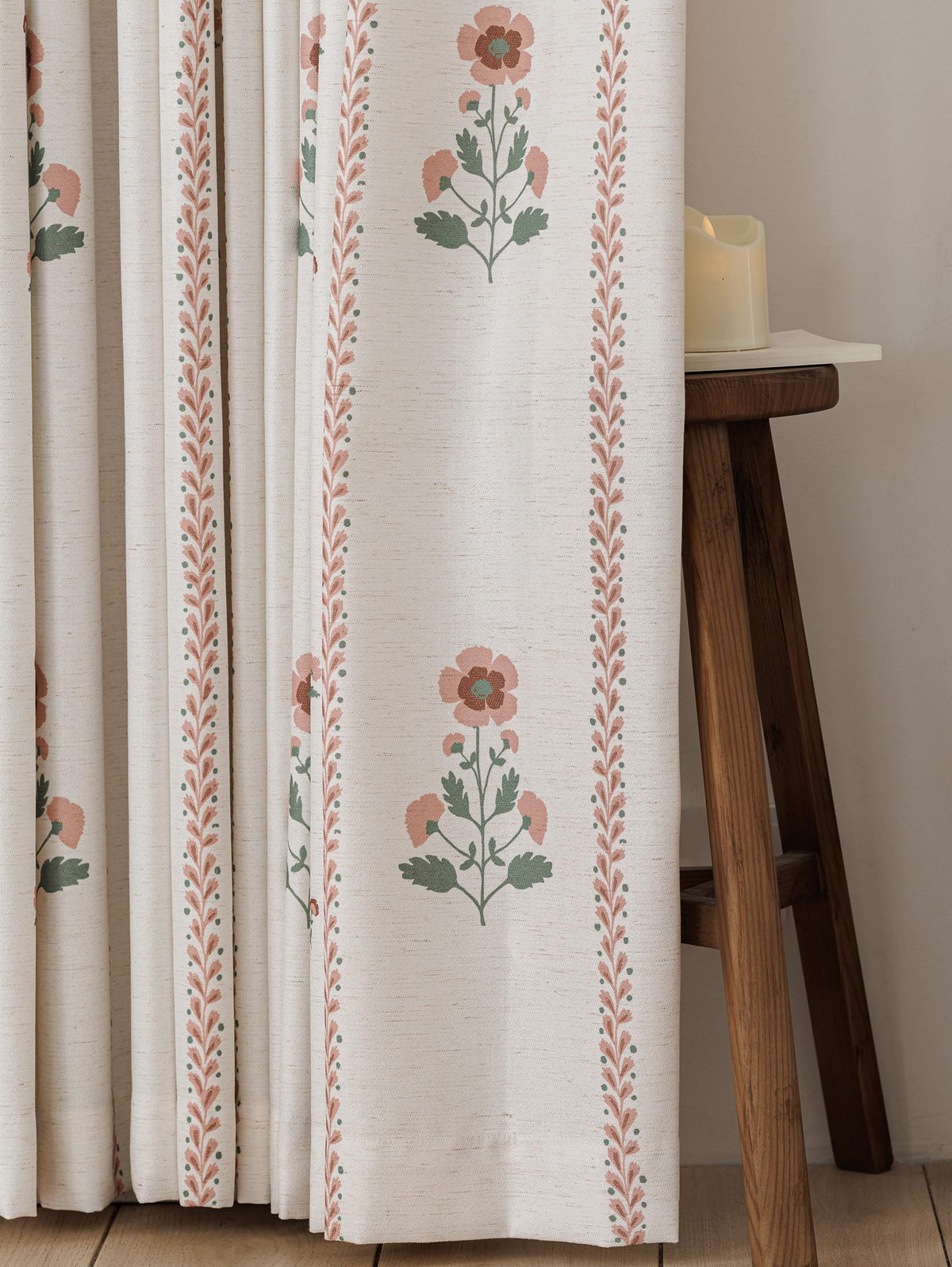 Pinch Pleated Curtains for Living Room Bedroom Dining Room - 72 Inches Light Filtering Floral Curtains Luxury Linen Drapes Farmhouse Window Curtains with Hooks - 2 Panels Set, 40" W x 72" L