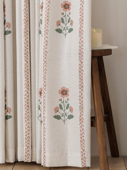 Pinch Pleated Curtains for Living Room Bedroom Dining Room - 72 Inches Light Filtering Floral Curtains Luxury Linen Drapes Farmhouse Window Curtains with Hooks - 2 Panels Set, 40" W x 72" L