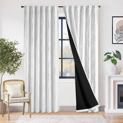 jinchan Boho Blackout Curtains 63 Inch Length Moon Phase Printed Drapes