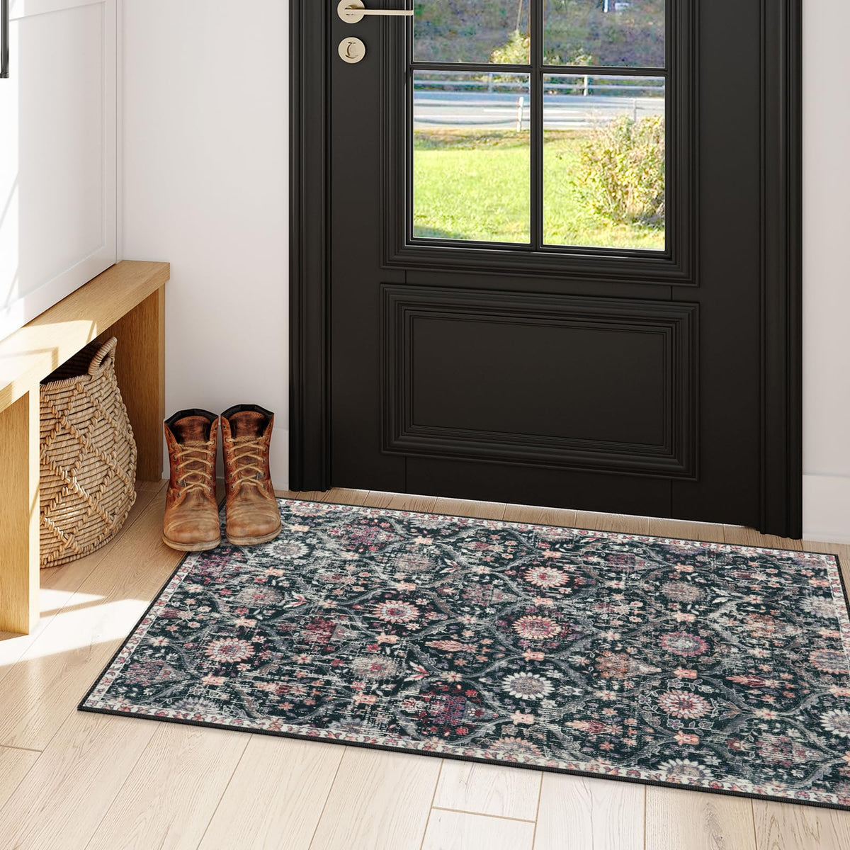 Lahome Moroccan Kitchen Rugs Non Slip Washable, 2x4 Rugs for Entryway