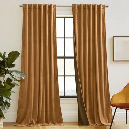RYB HOME Blue Velvet Blackout Curtains for 84 inches Bedroom Living Room