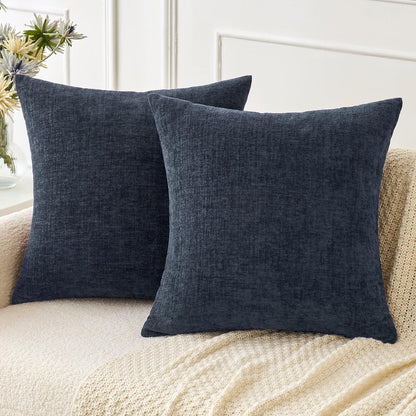 MIULEE Soft Chenille Throw Pillow Covers Sage Green 18x18 Inch Pack of 2