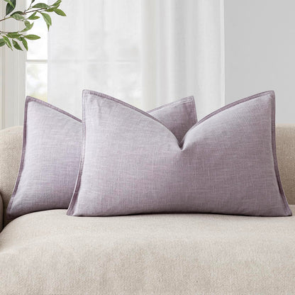 Foindtower Linen Solid Decorative Throw Pillow Covers 20x20 Natural Beige