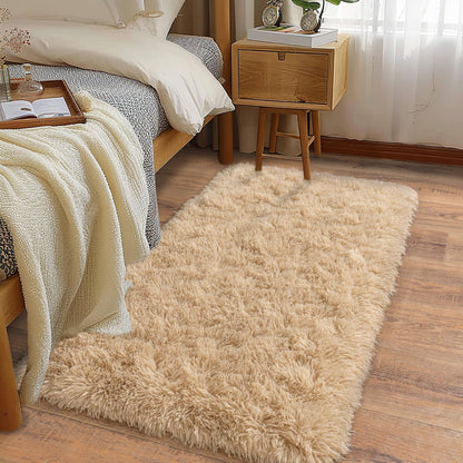 Ultra Soft Runner Rugs for Bedroom Hallways with Upgraded Non-Slip Rubber Backing & Thick Memory Sponge, 2x6 Feet Fluffy Shag Throw Area Rug for Bedside Dorm Dark Grey