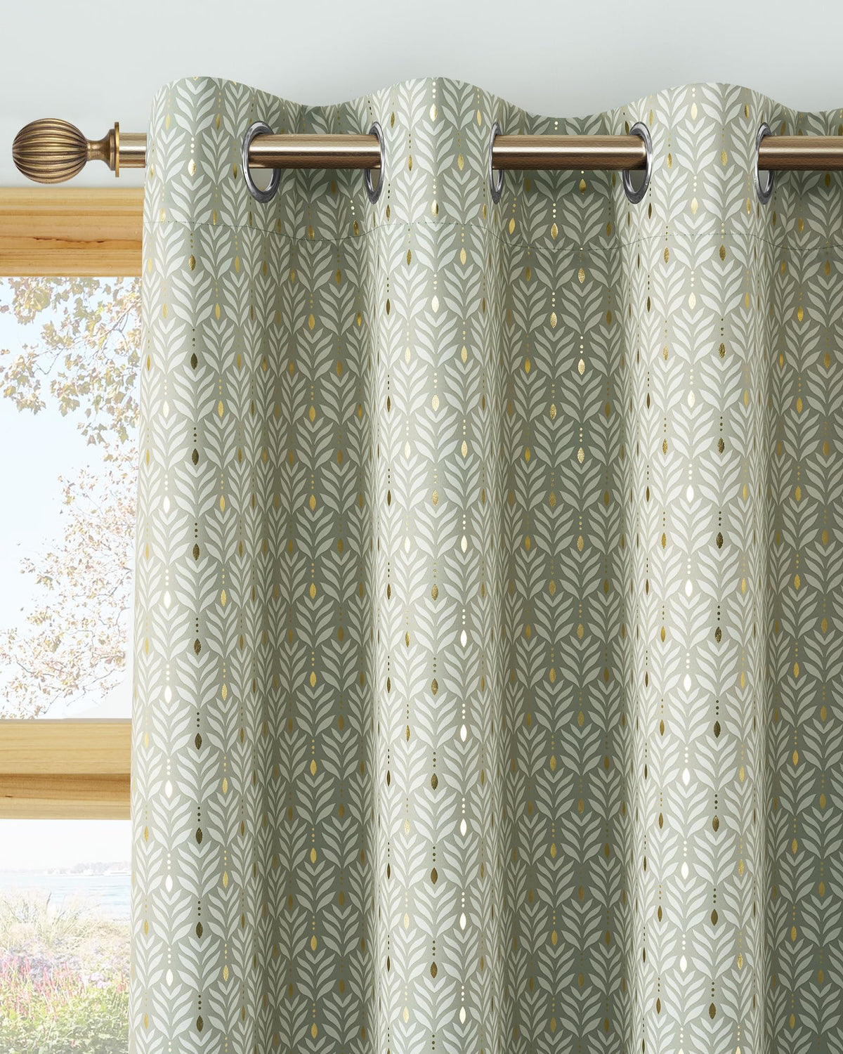 NICETOWN Grey Blackout Striped Pattern Curtains for Living Room, 52 x 84