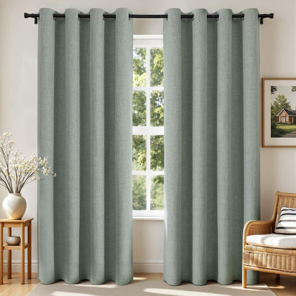 Joydeco Blackout Curtains 84 Inch Long, Linen Black Out Curtains for Bedroom 2 Panels with Grommet, Thermal Insulated, Noise Reducing Room Darkening Drapes Privacy Protection for Living Room Window