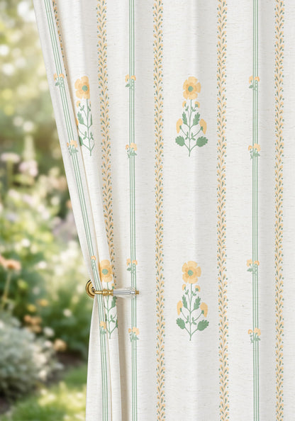 Pinch Pleated Curtains for Living Room Bedroom Dining Room - 72 Inches Light Filtering Floral Curtains Luxury Linen Drapes Farmhouse Window Curtains with Hooks - 2 Panels Set, 40" W x 72" L