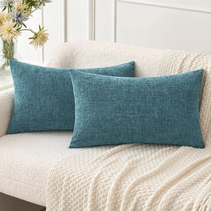 MIULEE Soft Chenille Throw Pillow Covers Sage Green 18x18 Inch Pack of 2