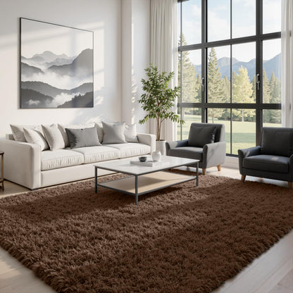 8x10 Fluffy Shag Area Rugs for Living Room Bedroom: Soft Plush Carpet Grey