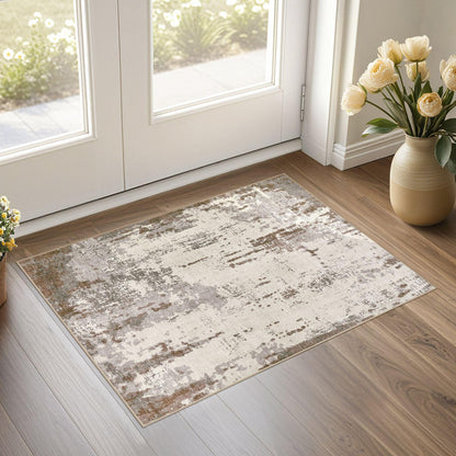 UERMEI 8x10 Area Rug Living Room Rugs - Washable Neutral Modern Abstract Soft Thin Large Rug Indoor Floor No Slip Rug Carpet for Bedroom Under Dining Table Home Office Decor - Brown Grey