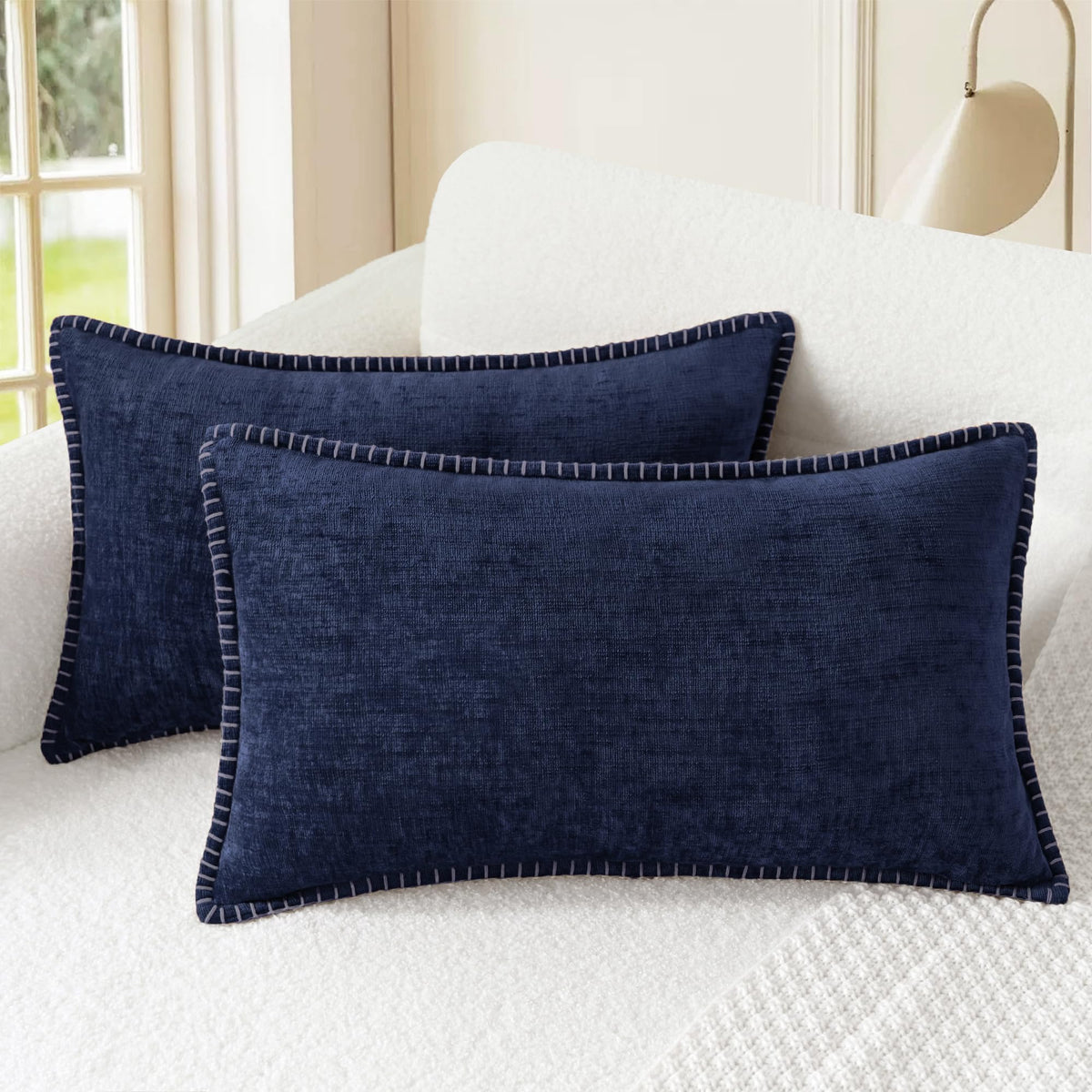 CaliTime Decorative Couch Throw Pillow Covers 18 X 18 Inches Smoke Blue