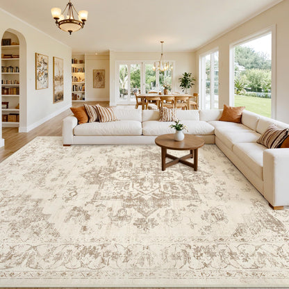 8x10 Area Rugs Living Room: Bedroom Neutral Washable Carpet Beige