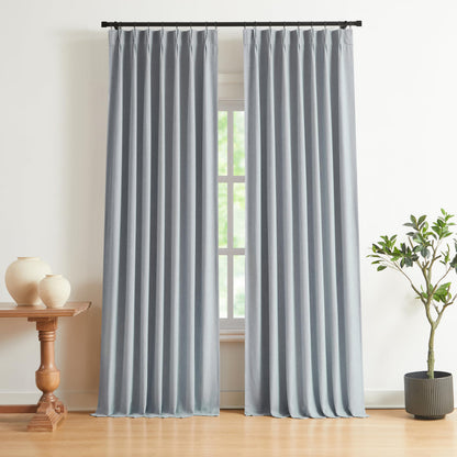 Vision Home Sand Pinch Pleated Full Blackout Curtains Linen Blended Room Darkening Window Curtains 95 inch for Living Room Bedroom Thermal Insulated Pinch Pleat Drapes with Hooks 2 Panel 40" Wx95 L