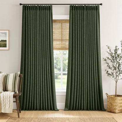MIULEE Pinch Pleated Linen Curtains 90 Inches Long 2 Panels Natural