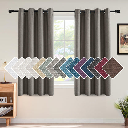 H.VERSAILTEX Linen Blackout Curtain 84 Inches Long for Bedroom/Living Room Thermal Insulated Grommet Linen Look Curtain Drapes Primitive Textured Burlap Effect Window Drapes 1 Panel - Heather Ivory