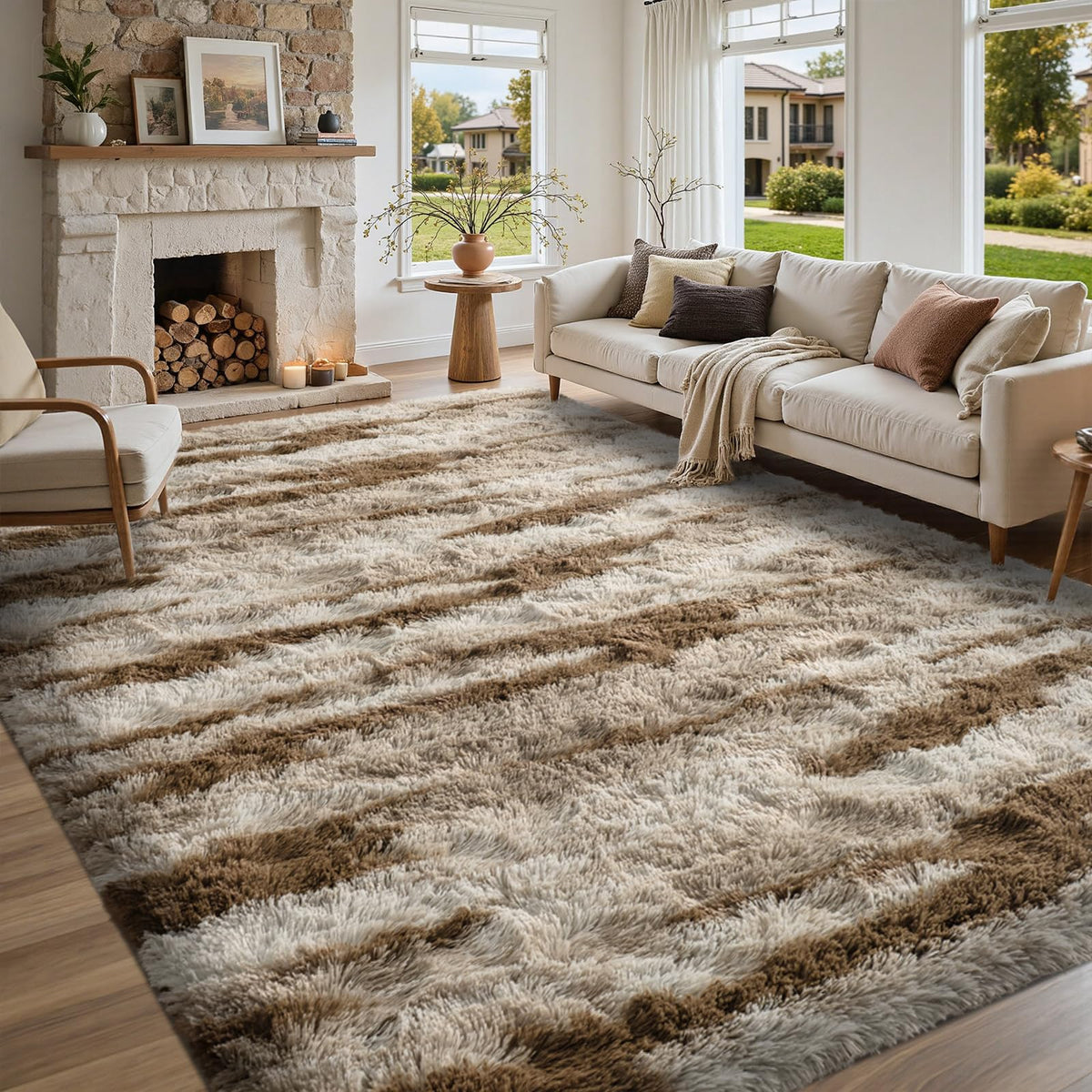 5x7 Black Area Rugs for Living Room, Large Fluffy Shag Bedroom Rugs Non-Slip, Ultra Soft Plush Carpet for Nursery Kids PlayRoom Dorm Office Indoor Modern Carpets
