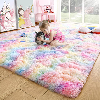 Noahas 2x6 Black Fluffy Soft Runner Rug Non-Slip for Bedroom Dorm Hallway