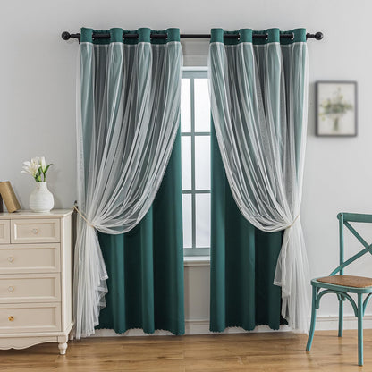 Anytime Double Layer Blackout Curtains 2 Panels，52Wx84L，Greyish White